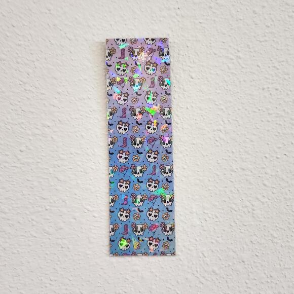 Holographic Spooky Rodeo Ghost Bookmark Pink Purple Cowboy Boots Hats Sparkles - Picture 5 of 10